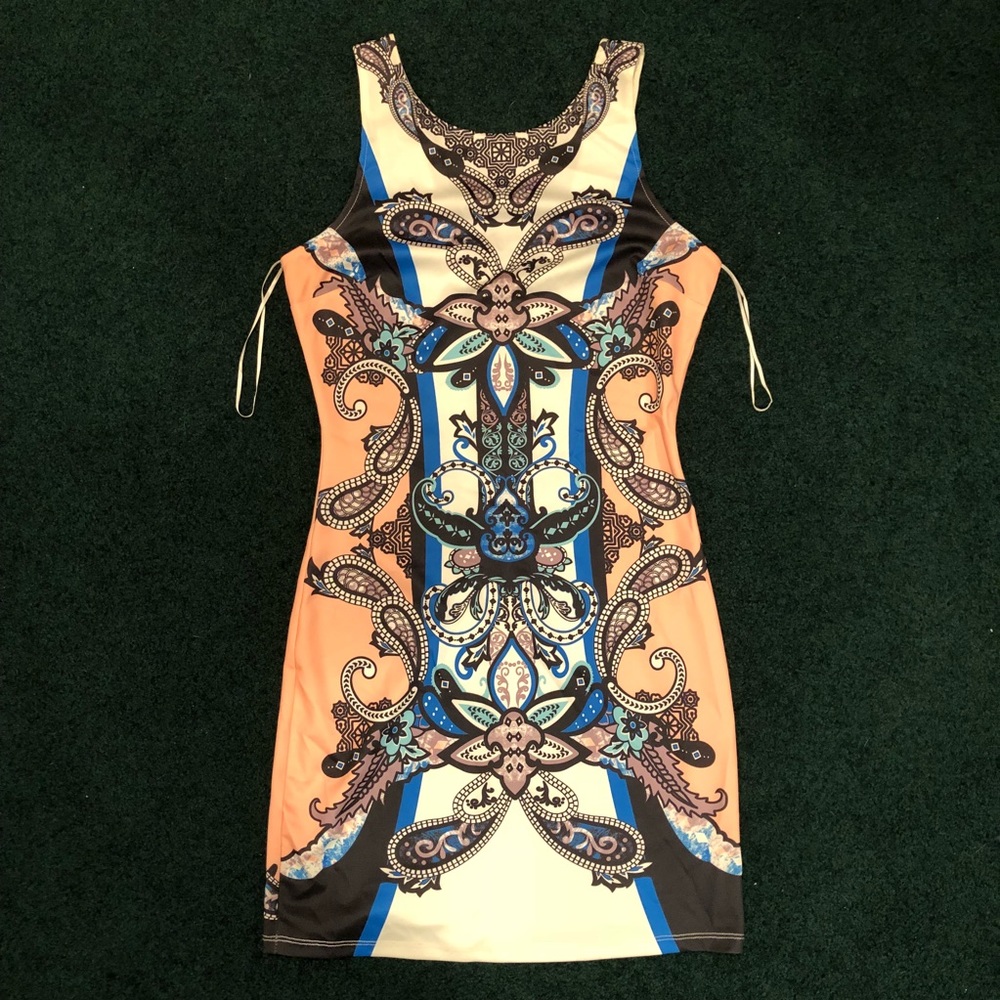 SOLD! Multi pattern mini dress size medium